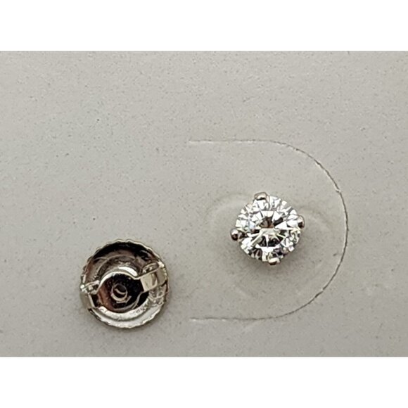 Unique Single 14K Solid White Gold Designer Diamond Stud Screw Back Earring - Picture 10 of 12